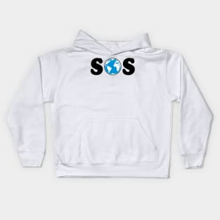 SOS – Earth Overshoot Day / Climate Change (Black / 3C) Kids Hoodie